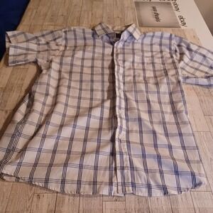 Alberto Cardinali Shirt Mens XL White Blue‎ Button Up Classic Fit Easy Care Logo